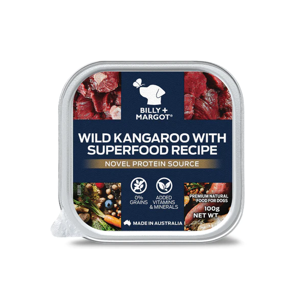 Billy & Margot Kangaroo Superfood Adult Dog Food Tray 100gx9