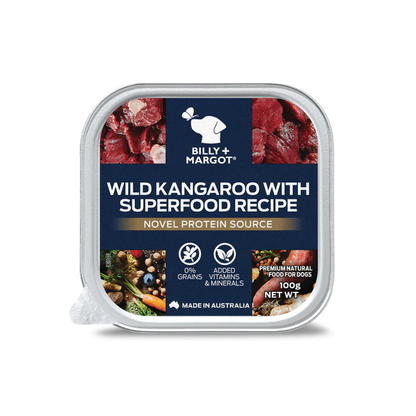 Billy & Margot Kangaroo Superfood Adult Dog Food Tray 100gx9