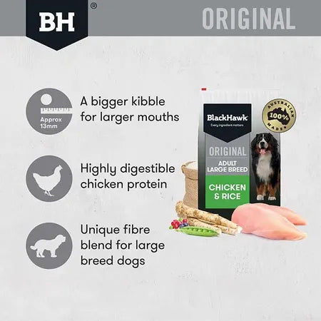 Black Hawk Large Breed Adult Formula Chicken & Rice 20kg