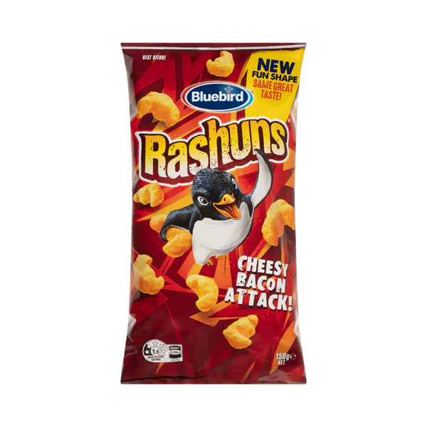 Blue Bird Rashuns Cheese & Bacon Flavoured Corn Snacks | 150g