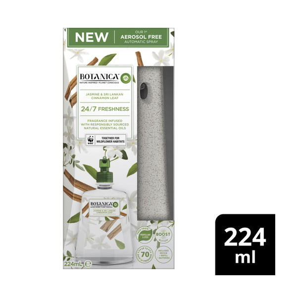 Botanica By Air Wick Jasmine & Sri Lankan Cinnamon Leaf Automatic Spray Starter Kit | 224mL