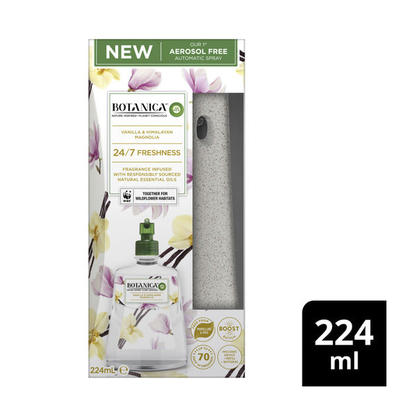 Botanica By Air Wick Vanilla & Himalayan Magnolia Automatic Spray Starter Kit | 224mL