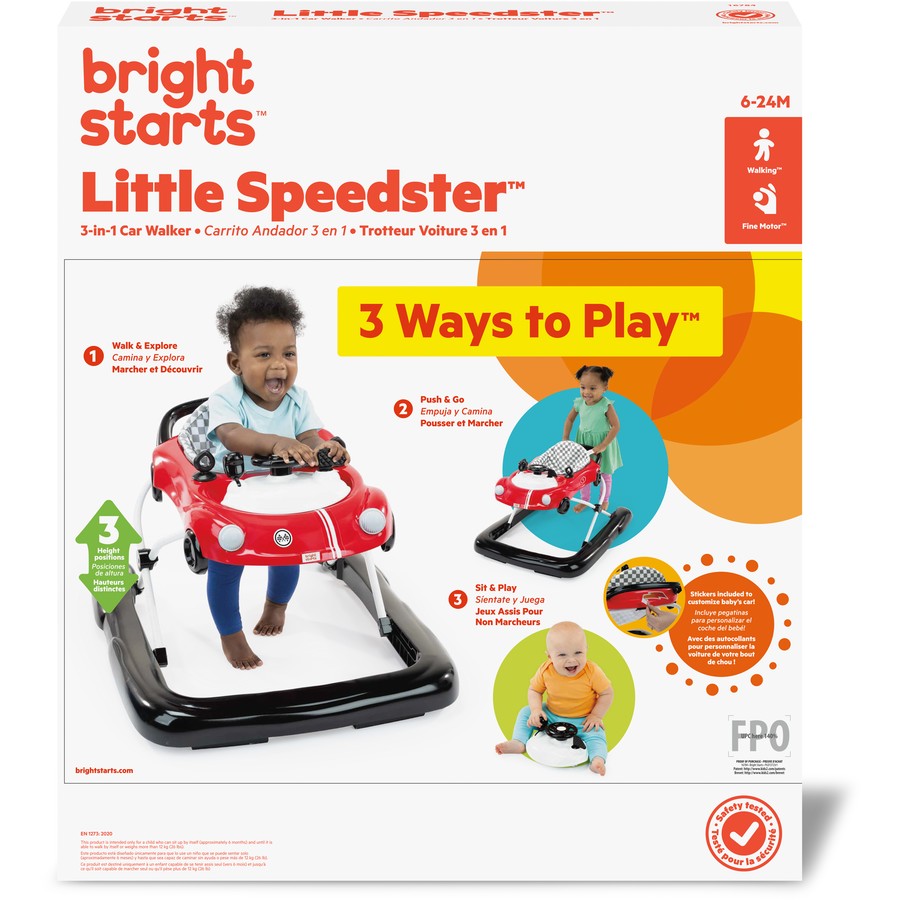 Bright Starts Little Speedster 3-in-1 Car Walker - Red Racer