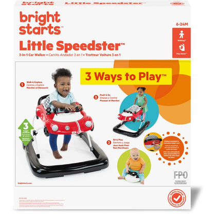 Bright Starts Little Speedster 3-in-1 Car Walker - Red Racer