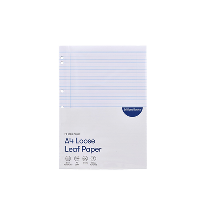 Brilliant Basics A4 Loose Leaf Paper 100 Sheets - White