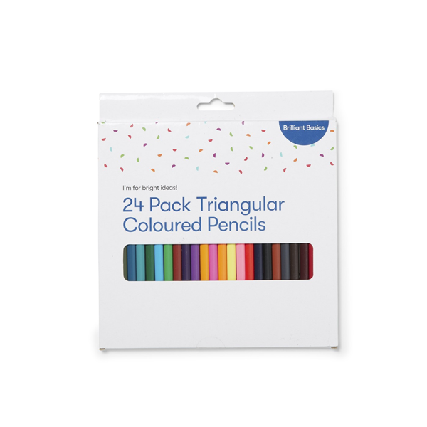 Brilliant Basics Triangular Coloured Pencils 24 Pack - Multi