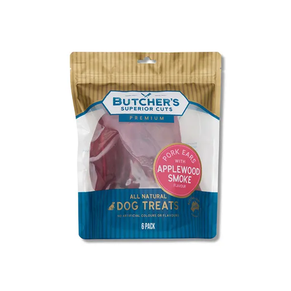 Butcher's Superior Cuts Apple Smoke Pork Ear Dog Treat 6pk