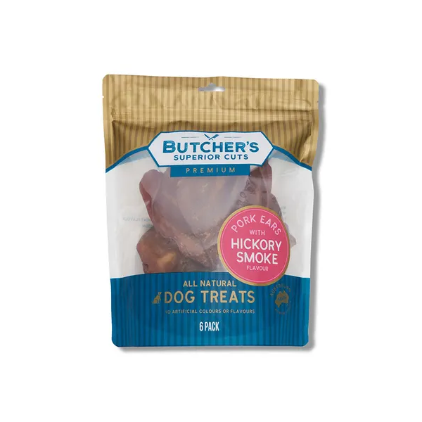 Butcher's Superior Cuts Hickory Smoke Pork Ear Dog Treat 6pk – Shop ...