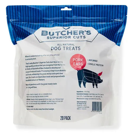 Butcher's Superior Cuts Pork Ear Dog Treat 20PK x 2