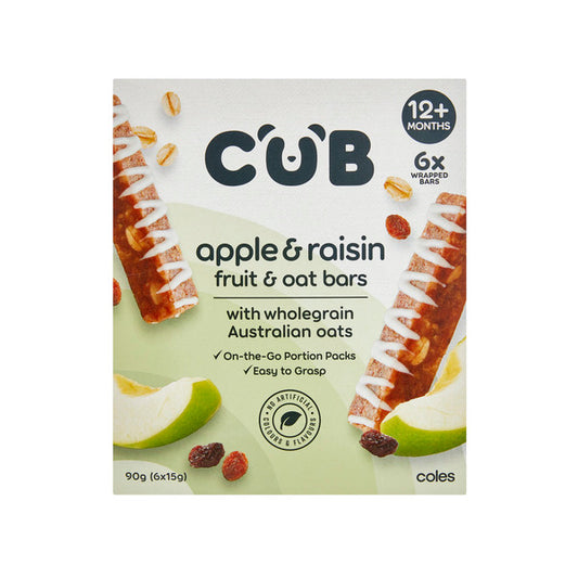 CUB Apple & Raisin Fruit & Oat Bar 6x15g | 90g x 2 Pack