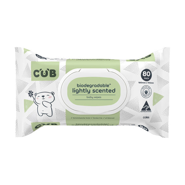 CUB Biodegradable Lightly Scented Baby Wipes | 80 pack