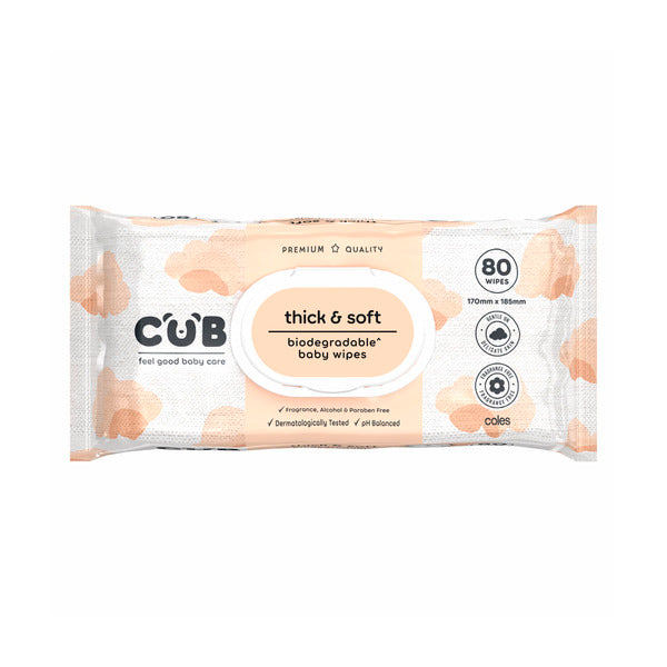 CUB Gentle Care Premium Thick & Soft Fragrance Free Baby Wipes | 80 pack