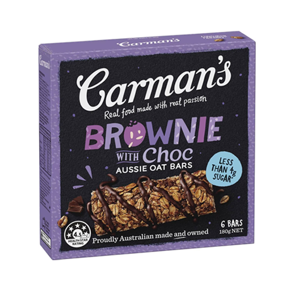 Carman's Aussie Oat Muesli Bars Brownie with Choc 6 Pack | 180g