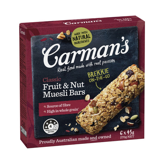 Carman's Classic Fruit & Nut Muesli Bars 6 pack | 270g