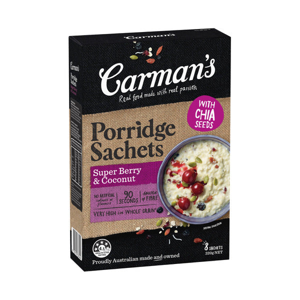 Carman's Gourmet Porridge Sachet Super Berry & Coconut | 320g