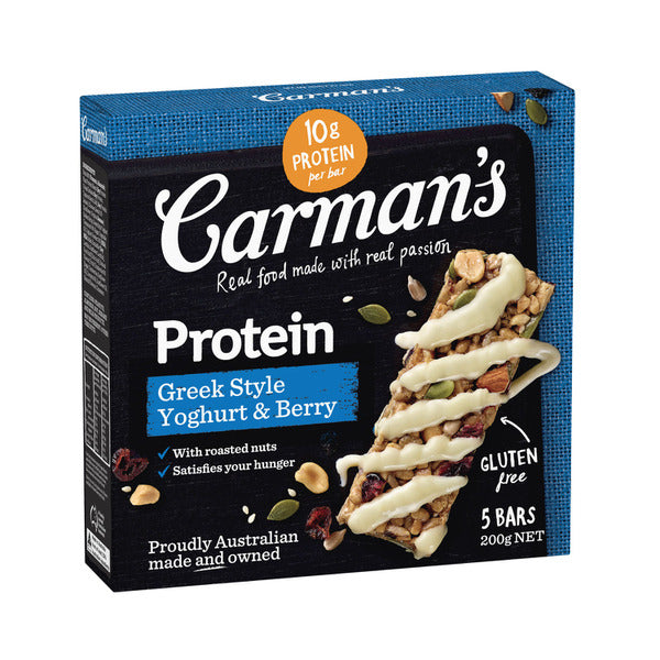 Carman's Greek Style Yoghurt & Berry Gourmet Protein Bars 5 pack | 200g
