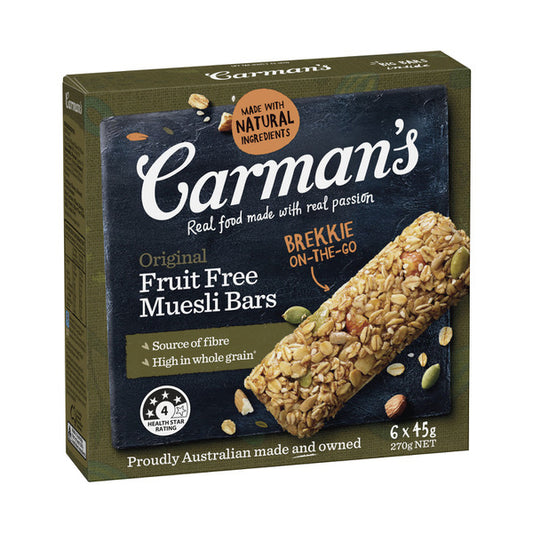 Carman's Original Fruit Free Muesli Bars 6 pack | 270g