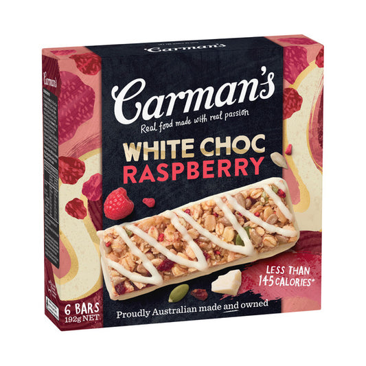 Carman's White Chocolate Raspberry Muesli Bars 6 Pack | 192g