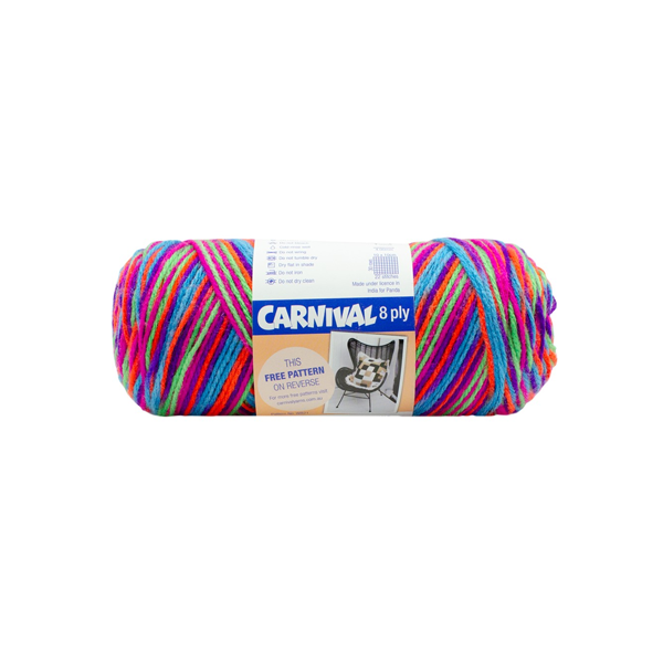 Carnival 8 Ply Acrylic Yarn 100g (271m) - Neon Print