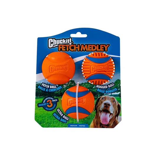 Chuckit Fetch Medley Gen3 Dog Toy Orange Medium 3 Pack