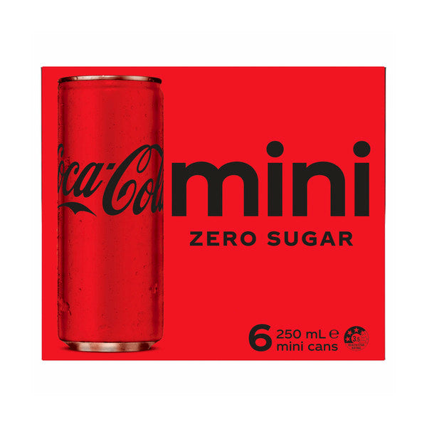 Coca-Cola Zero Sugar Soft Drink Multipack Mini Cans 6x250mL | 6 pack