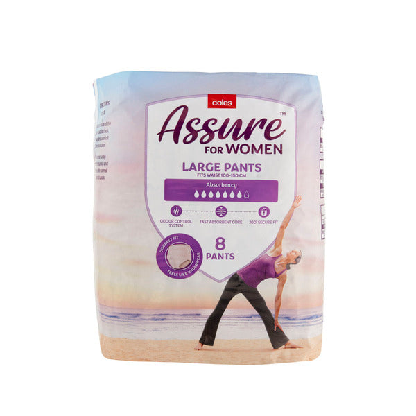 Coles Assure Pants For Women Large | 8 pack