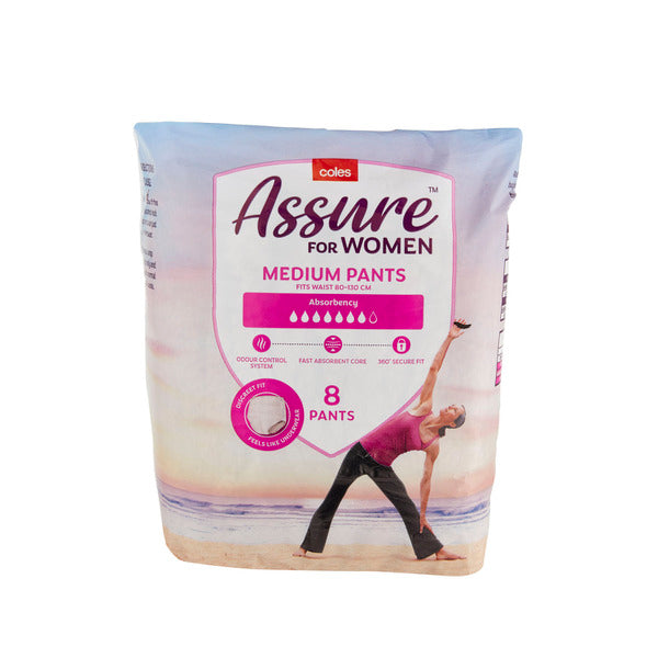 Coles Assure Pants For Women Medium | 8 pack