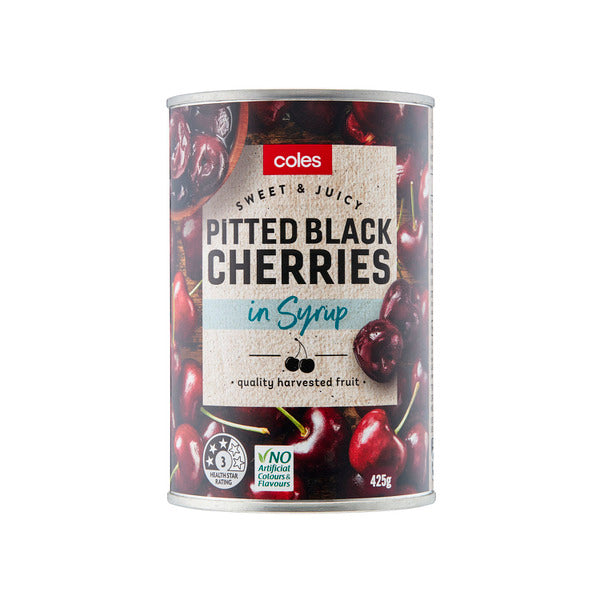 Coles Black Pitted Cherries in Syrup