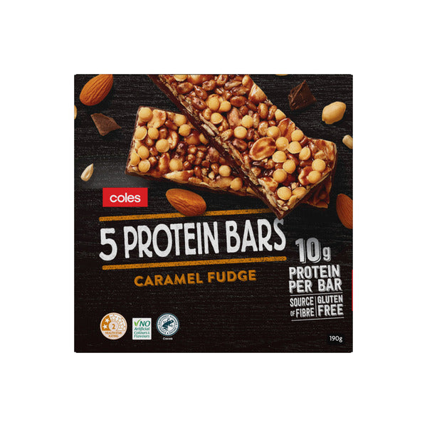 Coles Caramel Fudge Protein Bar 5 Pack | 190g