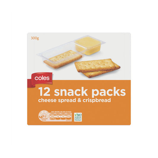 Coles Cheese Spread & Crispbread Snacks 12 Pack | 300g