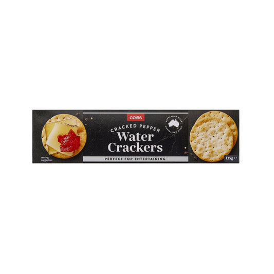 Coles Cracked Pepper Water Crackers | 125g x 2 Pack