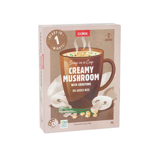 Coles Creamy Mushroom With Croutons Serves 2 | 60g x 2 Pack
