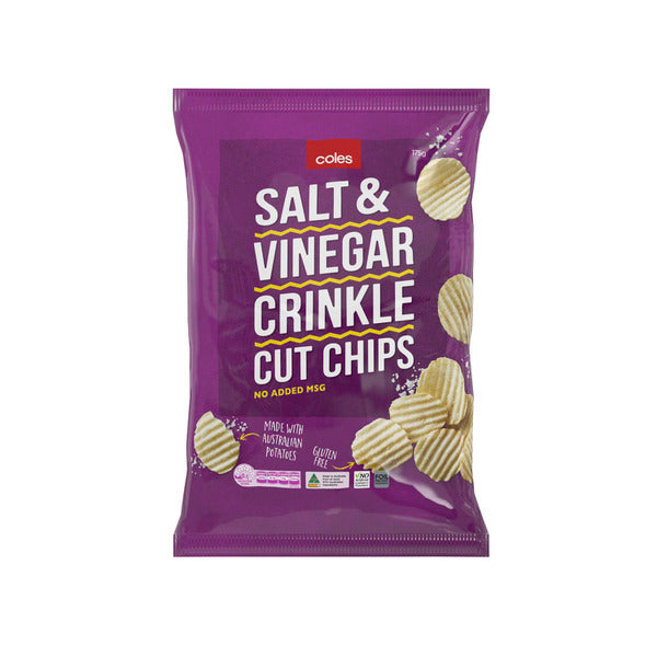 Coles Crinkle Cut Salt & Vinegar Potato Chips | 175g