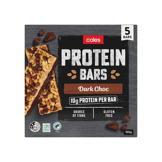 Coles Dark Choc Protein Bars 5 Pack | 190g
