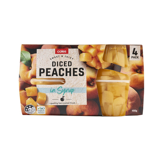 Coles Diced Peaches in Syrup 4 Pack | 480g