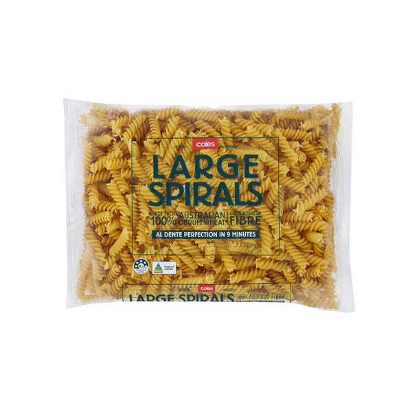 Coles Durum Wheat Pasta Large Spirals | 500g x 2 Pack