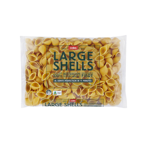 Coles Durum Wheat Pasta Shells Large | 500g – Shop & Dispatch