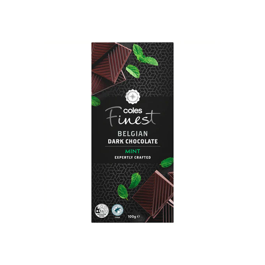Coles Finest Belgian Block Chocolate Dark With Mint | 100g
