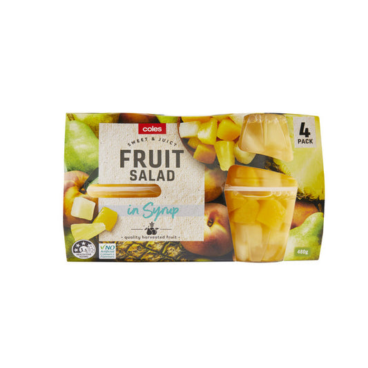 Coles Fruit Salad In Syrup 4 Pack | 480g