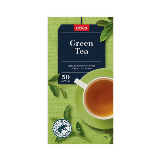 Coles Green Tea Bags 50 pack | 75g