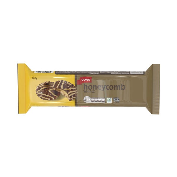 Coles Honeycomb Whirls Chocolate Biscuits | 200g