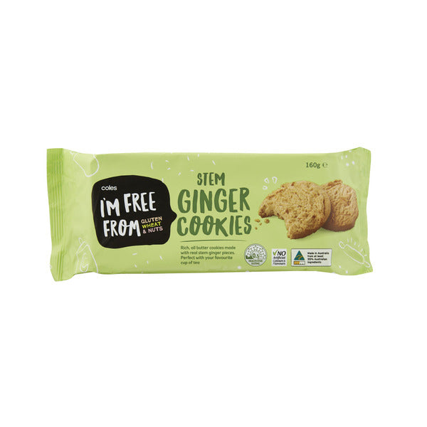 Coles I'M Free From Stem Ginger Cookies 160g Shop & Dispatch