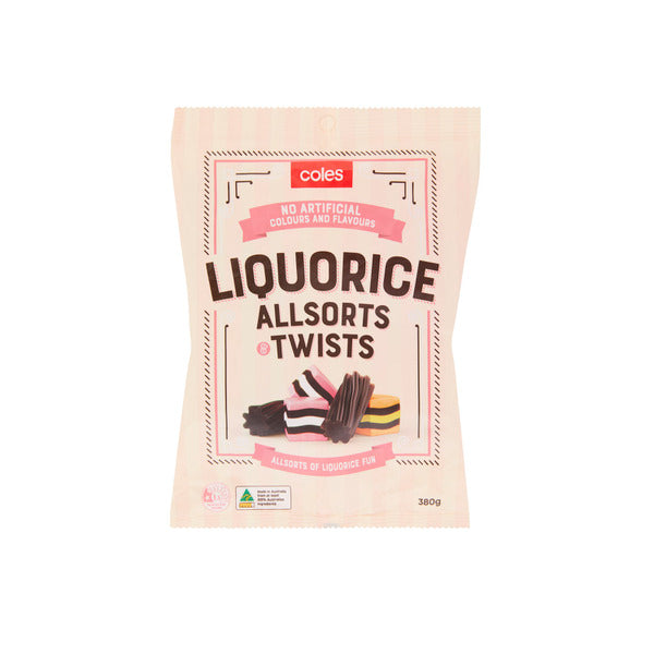 Coles Liquorice Allsorts With Black Twists | 380g
