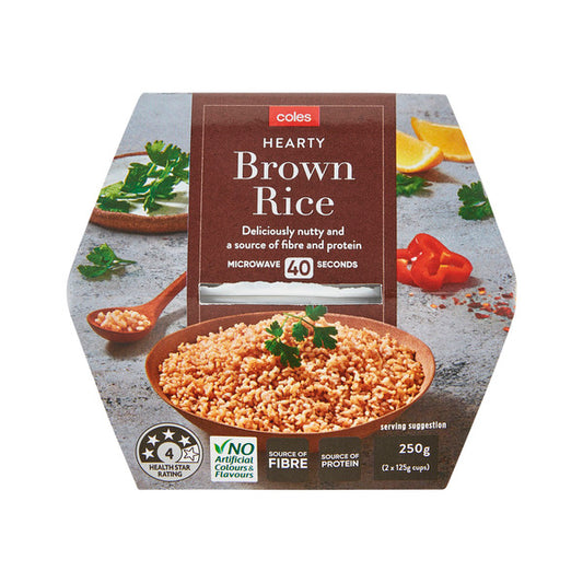 Coles Medium Brown Microwave Rice Cups | 250g