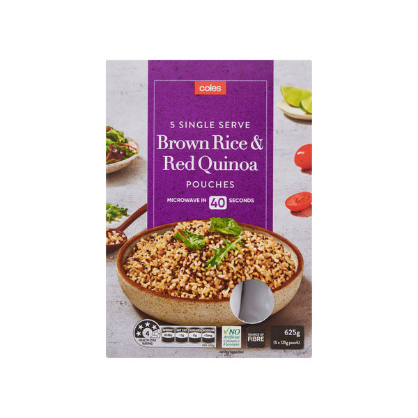 Coles Microwavable Brown Rice & Quinoa Pouch 5pack | 625g