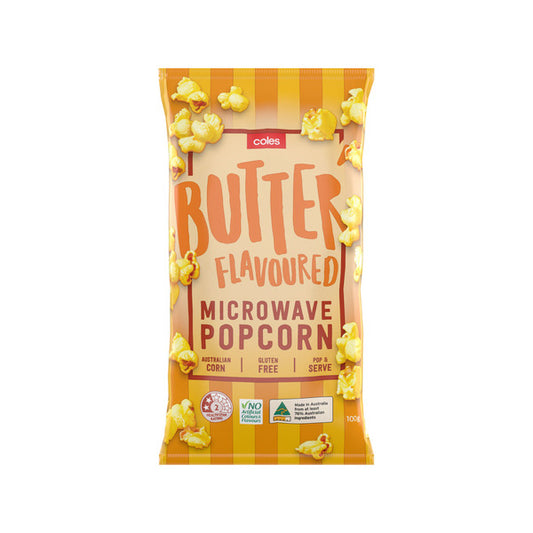 Coles Microwave Popcorn Butter | 100g x 2 Pack