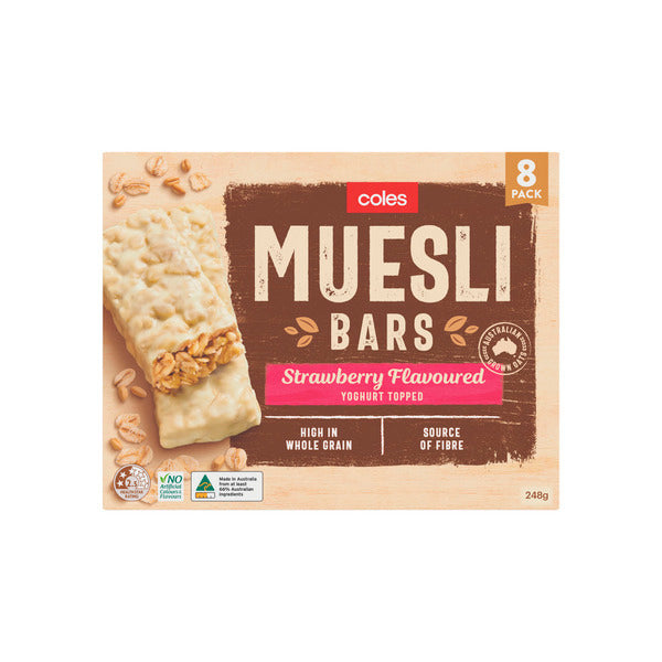 Coles Muesli Bars Strawberry Yoghurt Top 8 Pack | 248g