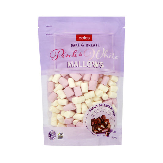 Coles Pink & White Mallows | 100g x 2 Pack