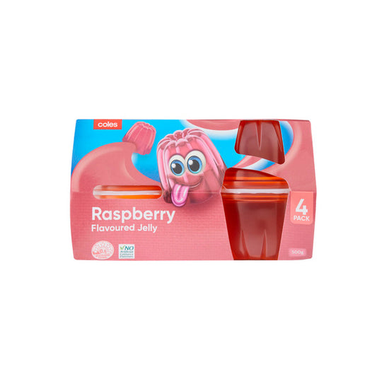Coles Raspberry Jelly Cups 4 Pack | 500g