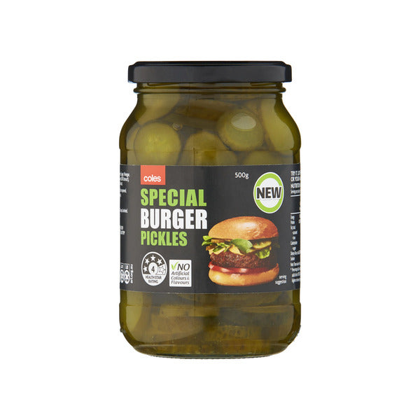 Coles Special Burger Pickles 500g Shop & Dispatch